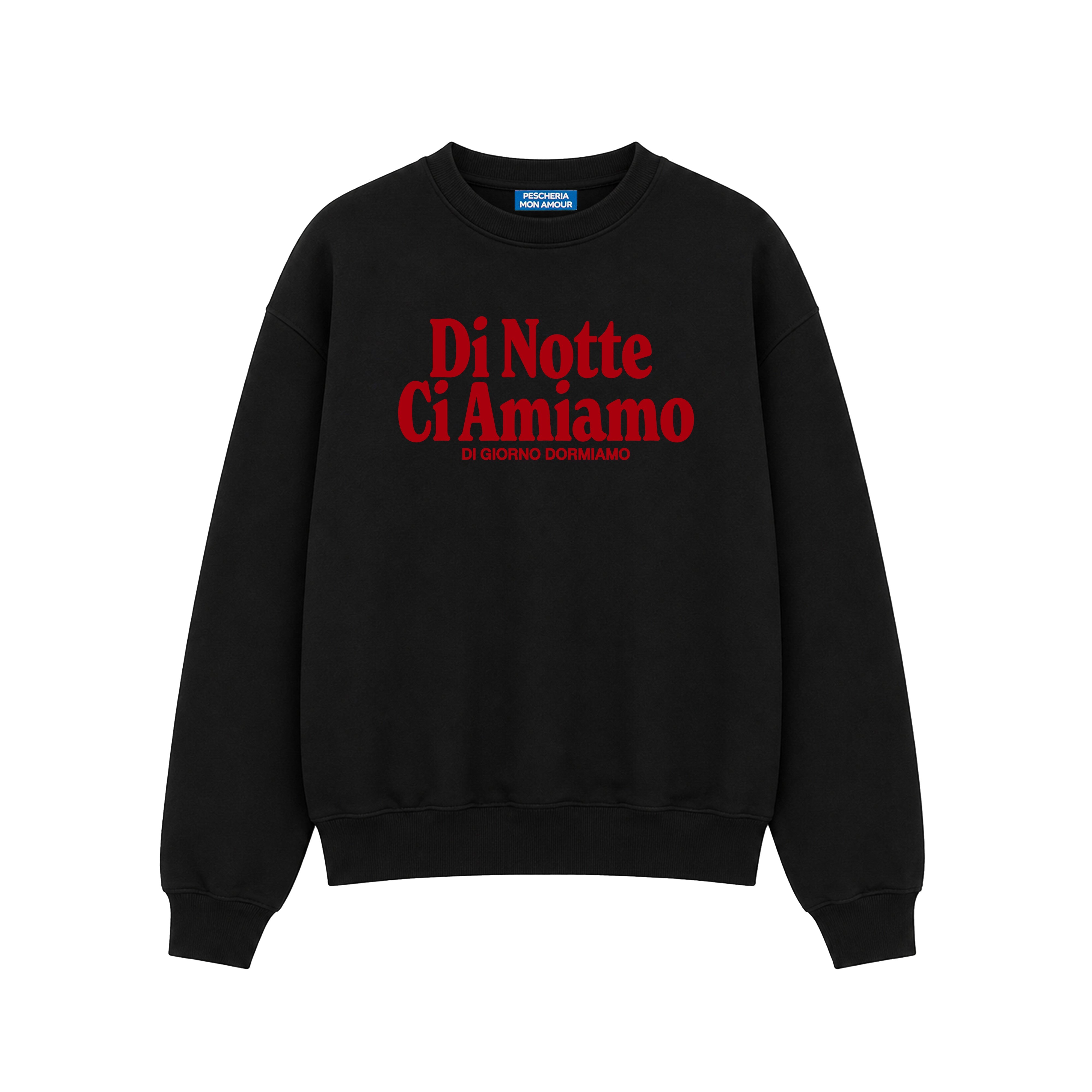 Felpa Girocollo Di Notte Ci Amiamo Nero