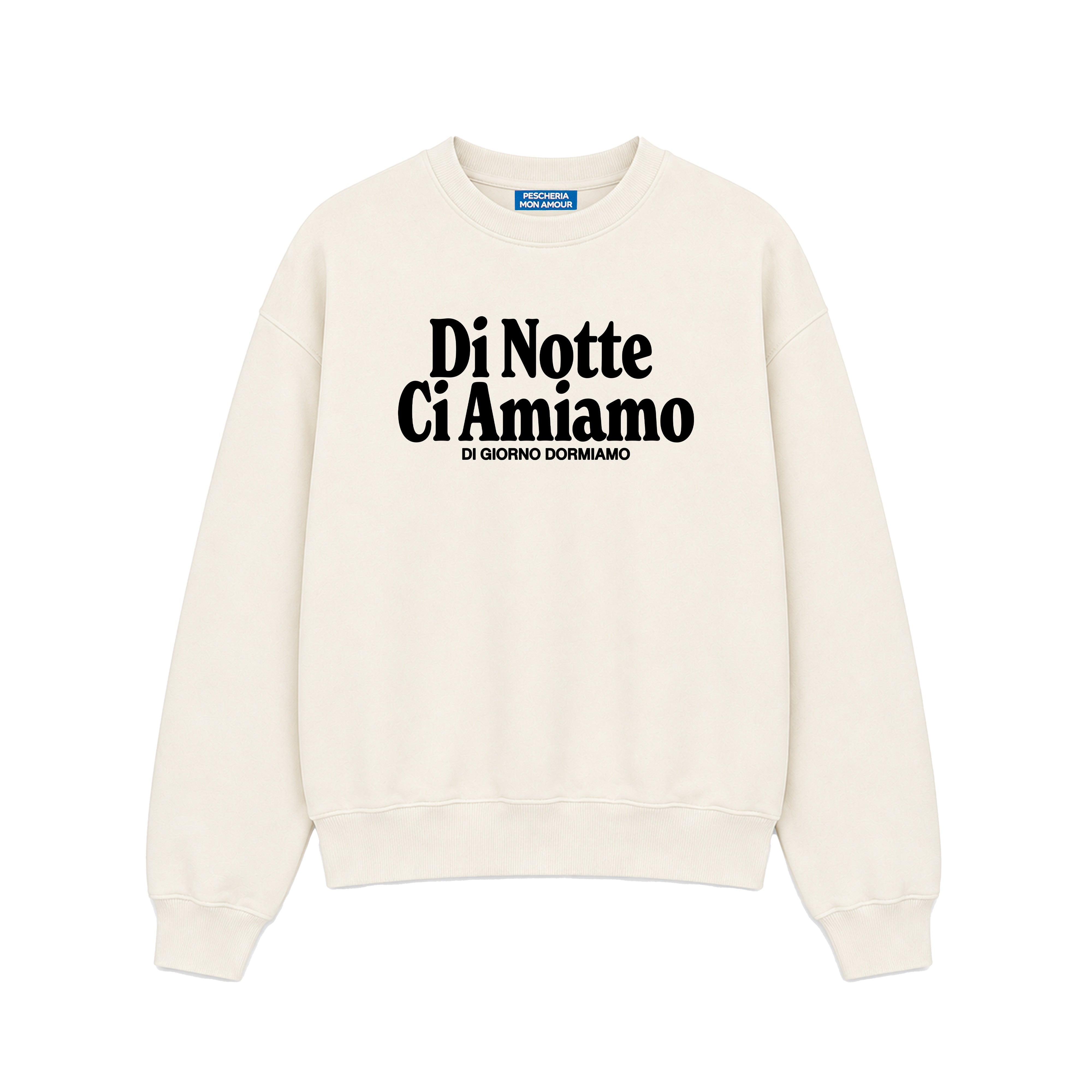 Felpa Girocollo Di Notte Ci Amiamo Panna