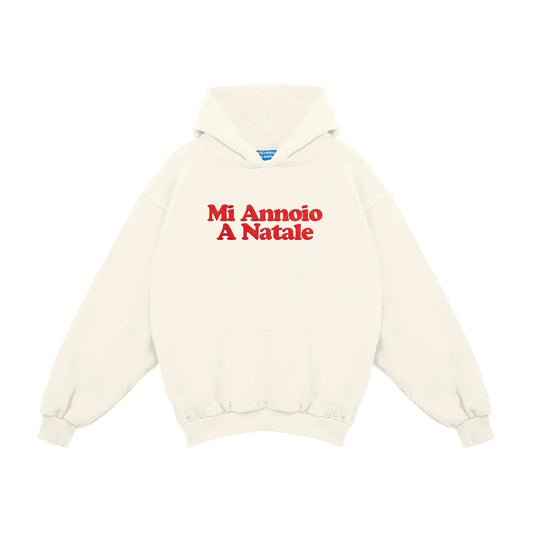 Felpa Hoodie "Mi annoio a Natale" stampa velvet