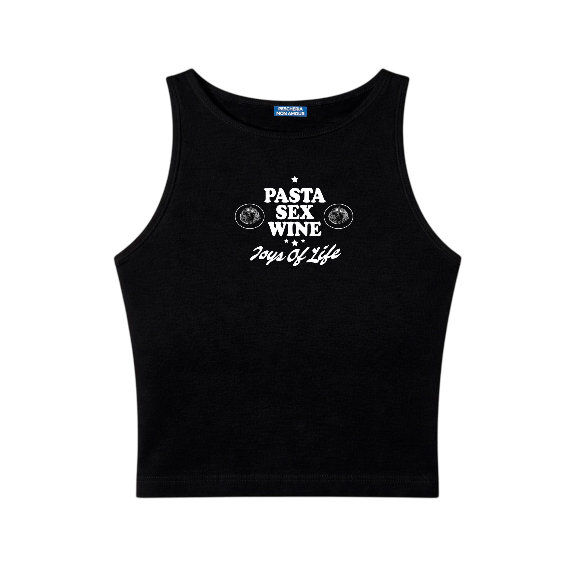 Il tank top “Pasta sex wine"