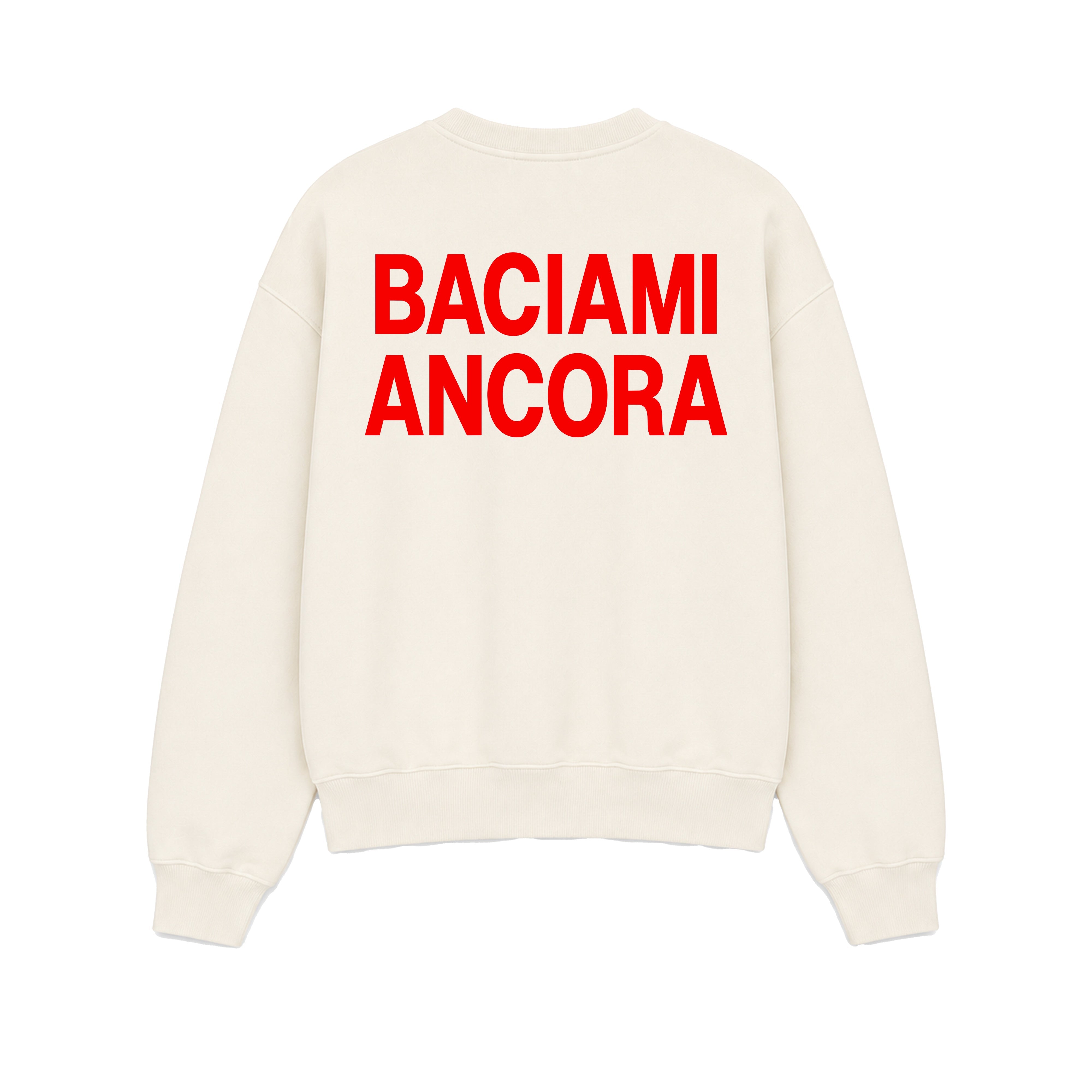 Felpa Girocollo Baciami Ancora Panna retro