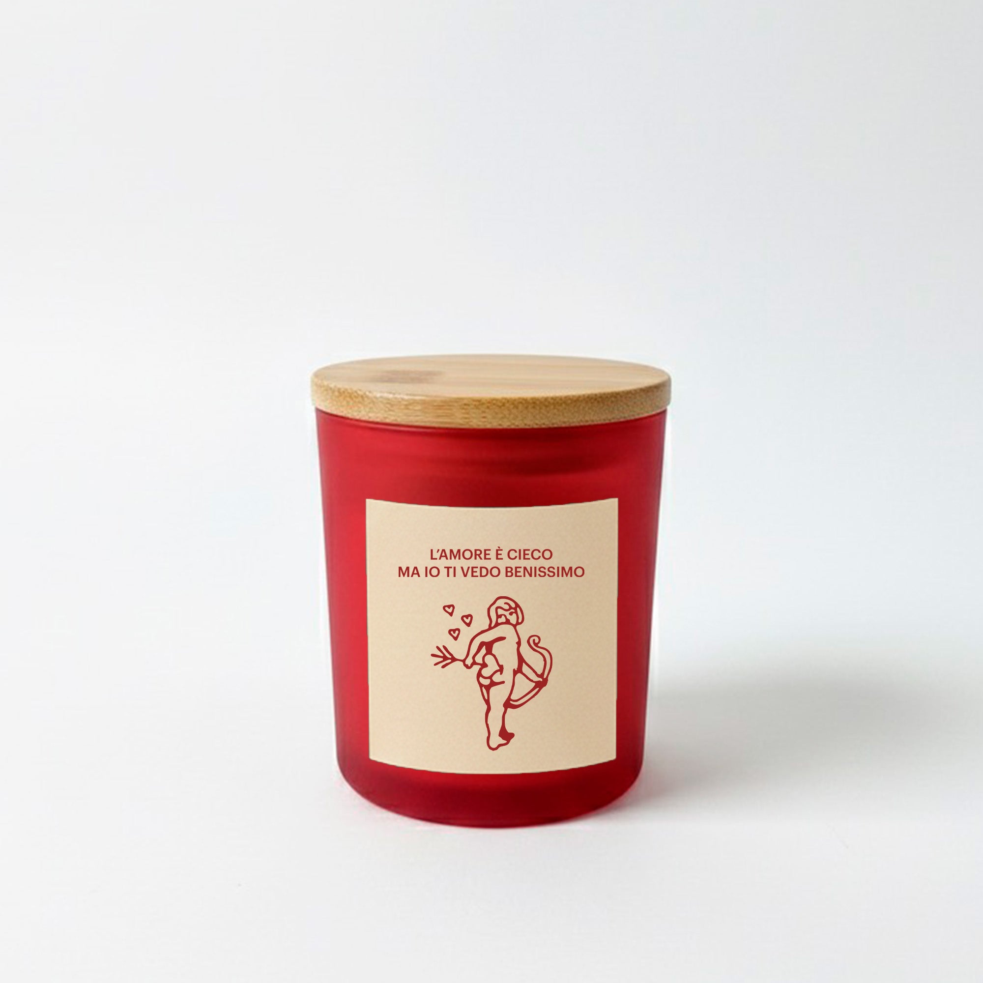 Candela in vetro "L'amore è cieco"