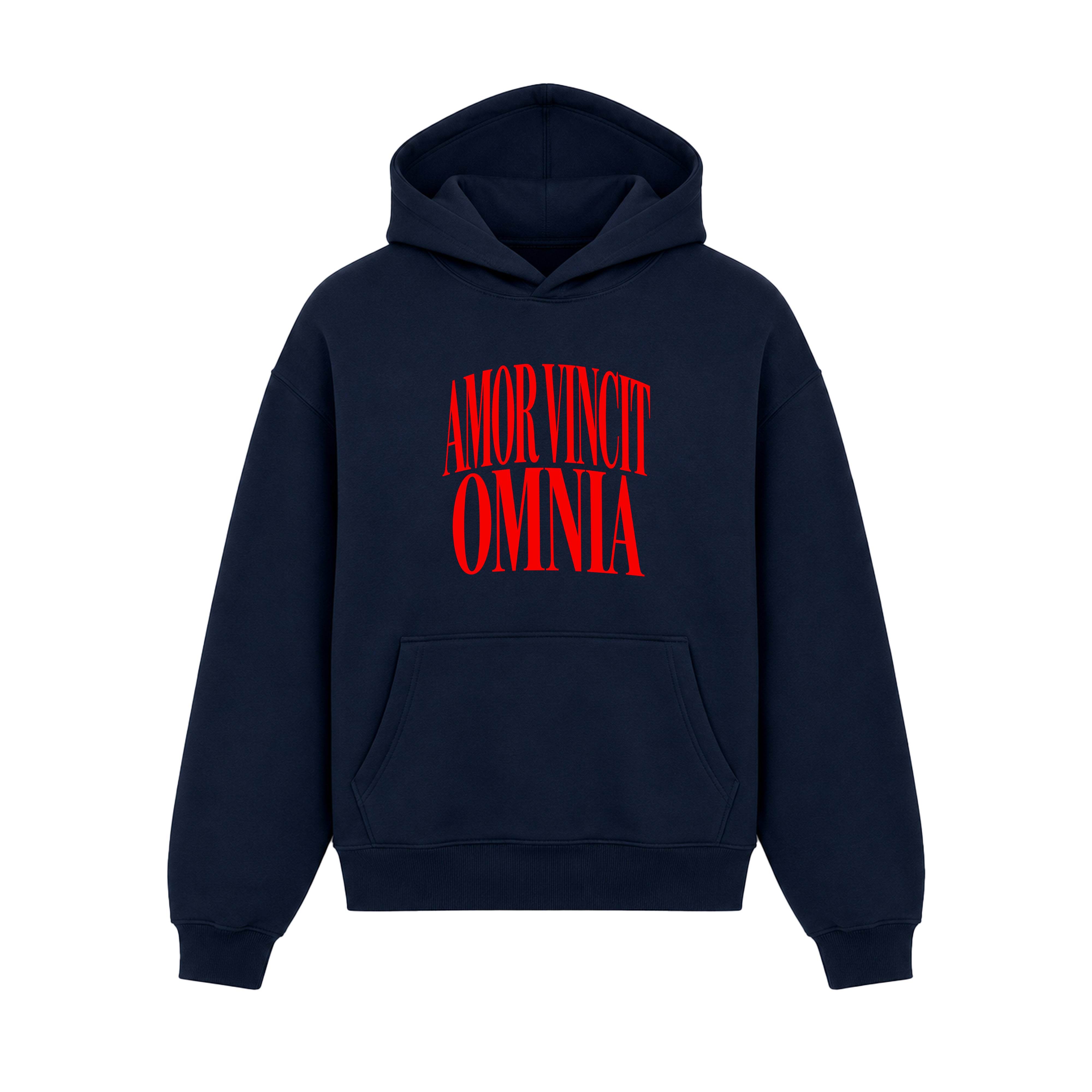 Hoodie Amor Vincit Omnia Blu Navy