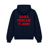 Hoodie Sarà Perché Ti Amo Blu Navy retro