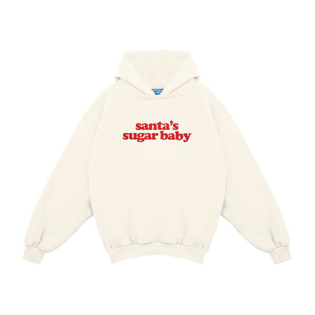 Felpa Hoodie "santa's sugar baby" stampa velvet