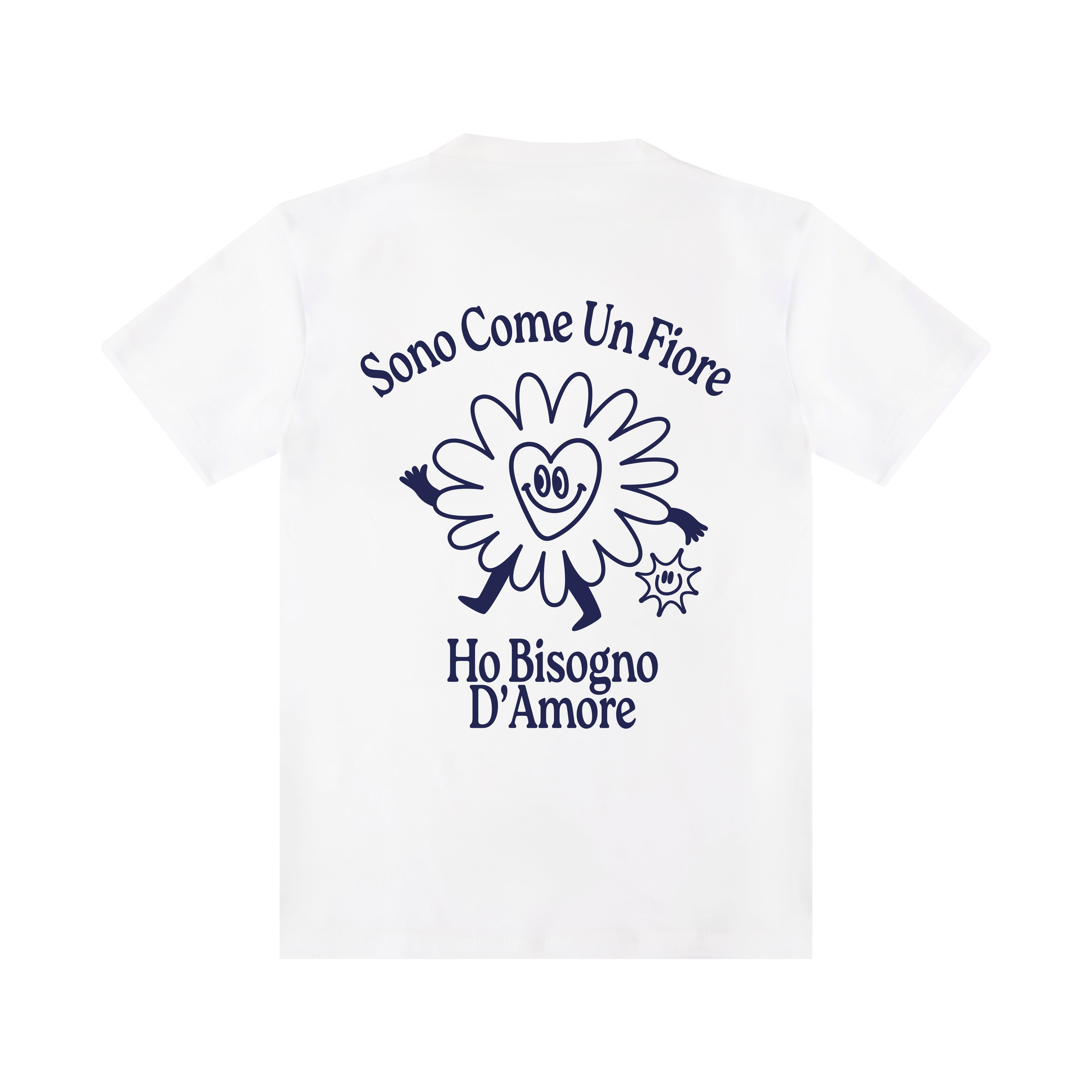 tee bianca sono come un fiore variante blu di pescheria mon maour